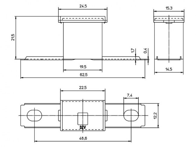 Osigurač auto-M62, 80A 32VDC crni